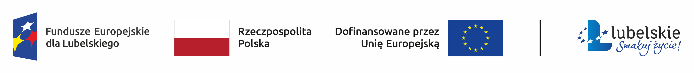 Logotypy Fundusze Europejskie dla Lubelskiego, Flaga Polski z napisem "Rzeczpospolita Polska". Logo województwa lubelskiego