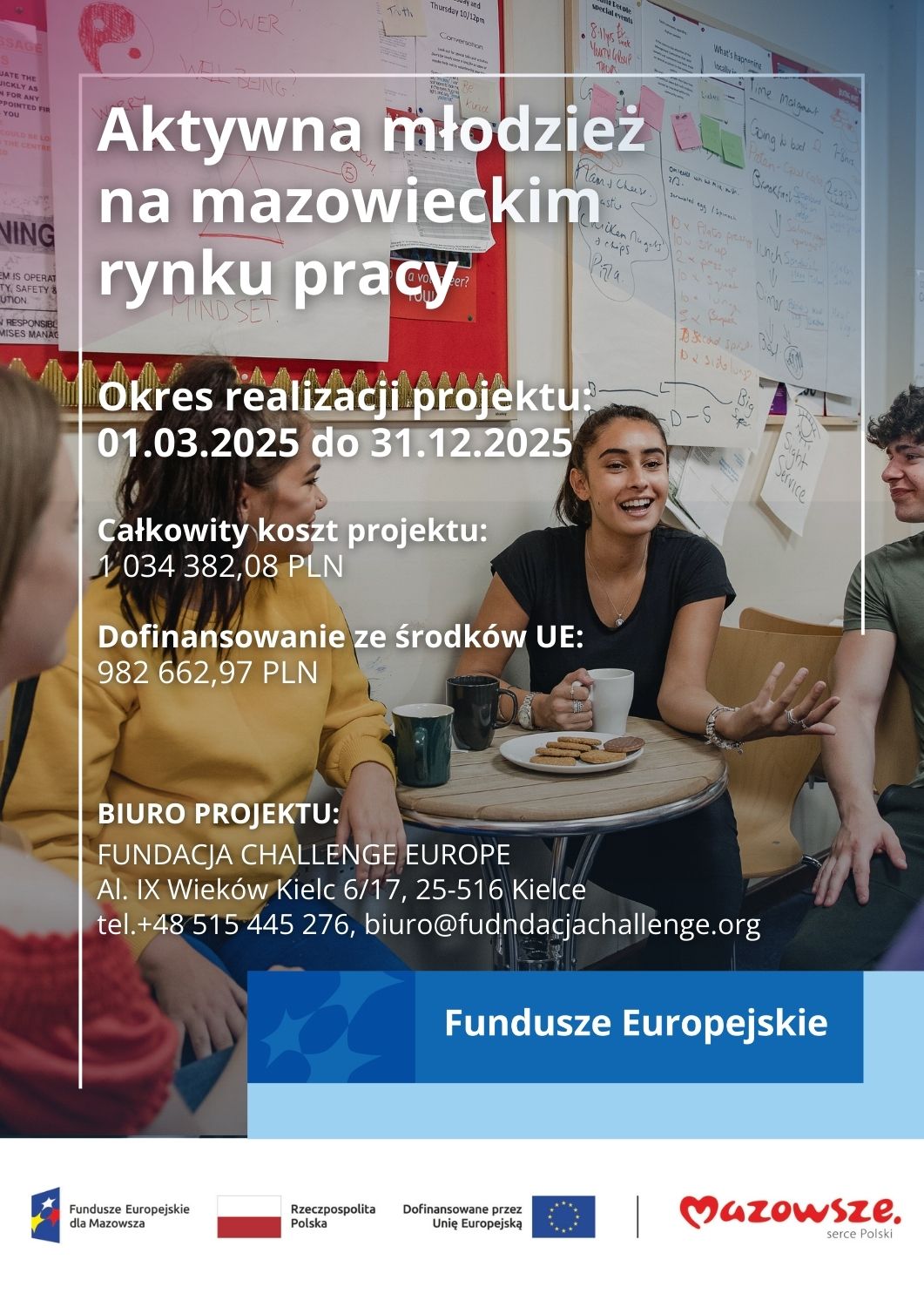 Plakat projektu "Aktywna młodzież na mazowieckim rynku pracy"