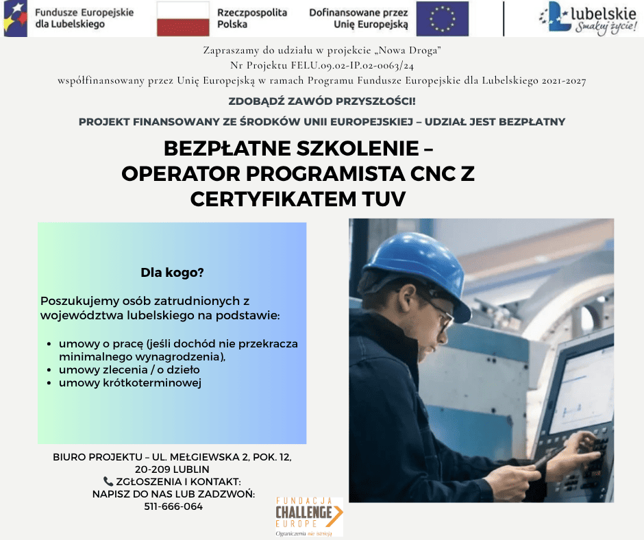 Plakat projektu - szkolenie operator programista cnc