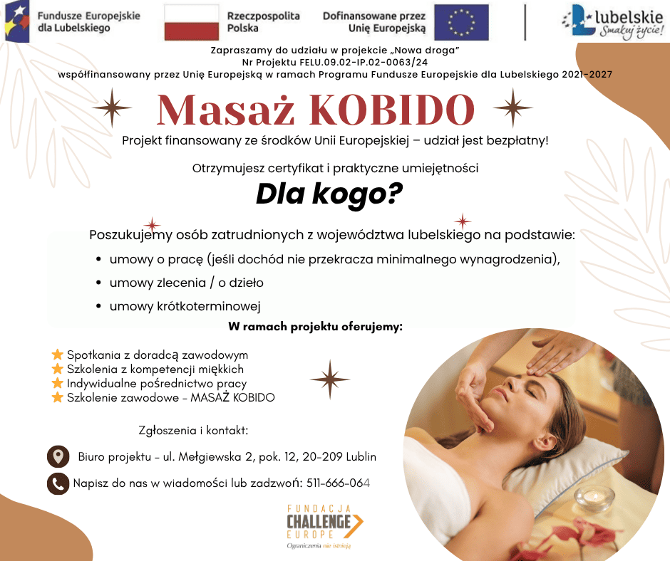 Plakat projektu - szkolenie masaż kobido