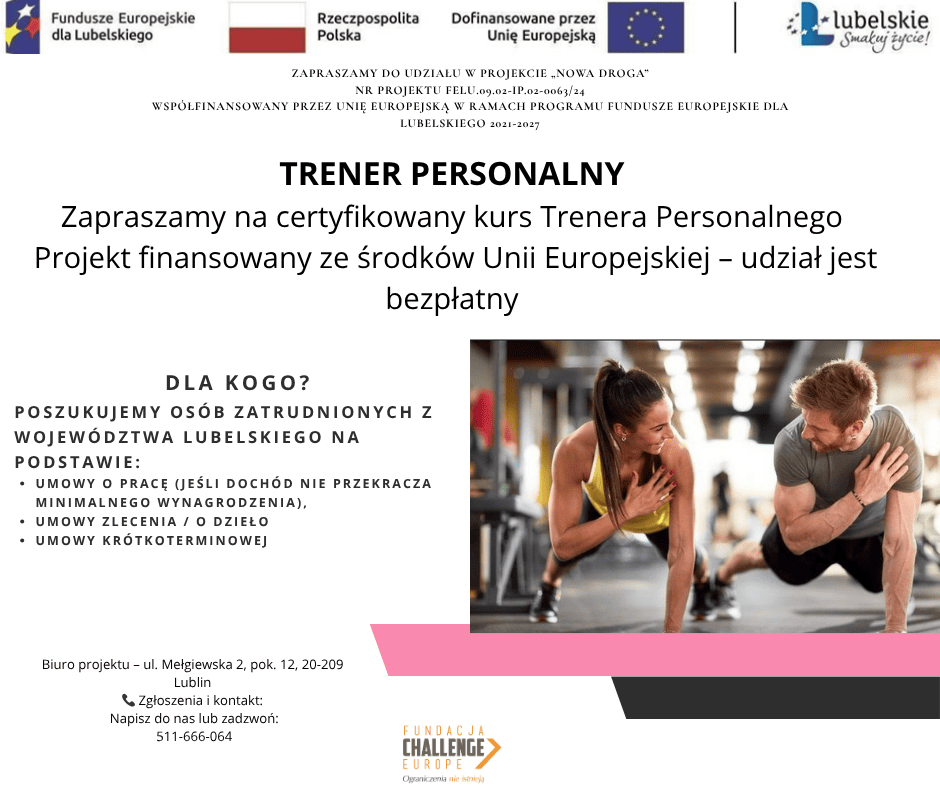 Plakat projektu - szkolenie trener personalny