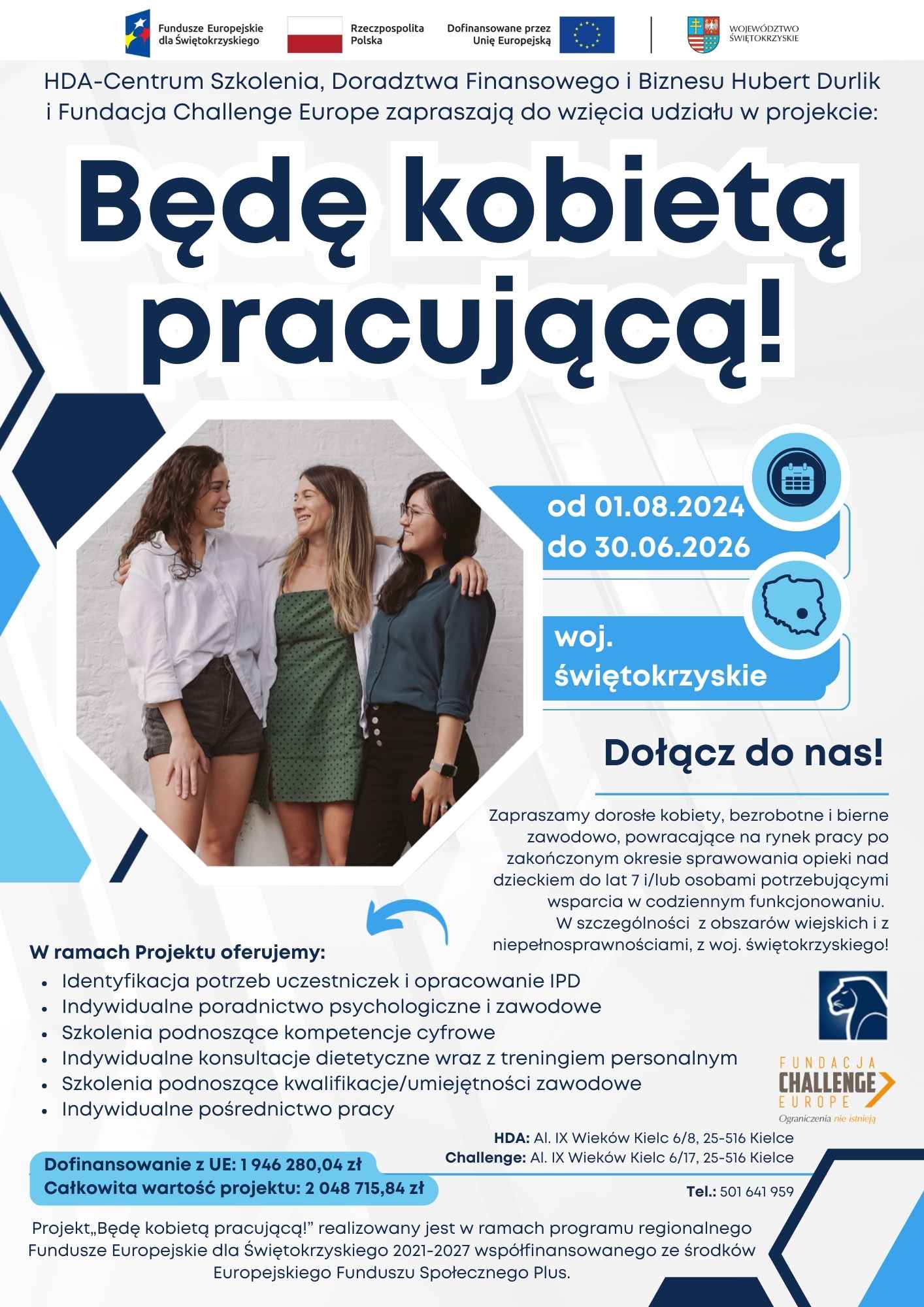 Plakat projektu "Będę kobietą pracującą!"