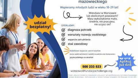 Plakat projektu "Aktywna młodzież na mazowieckim rynku pracy".